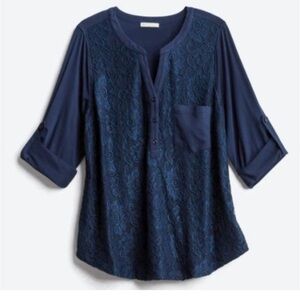 Skies are Blue Stitch Fix Cayley‎ Lace Overlay Top Navy NWT Women’s 3X Holiday